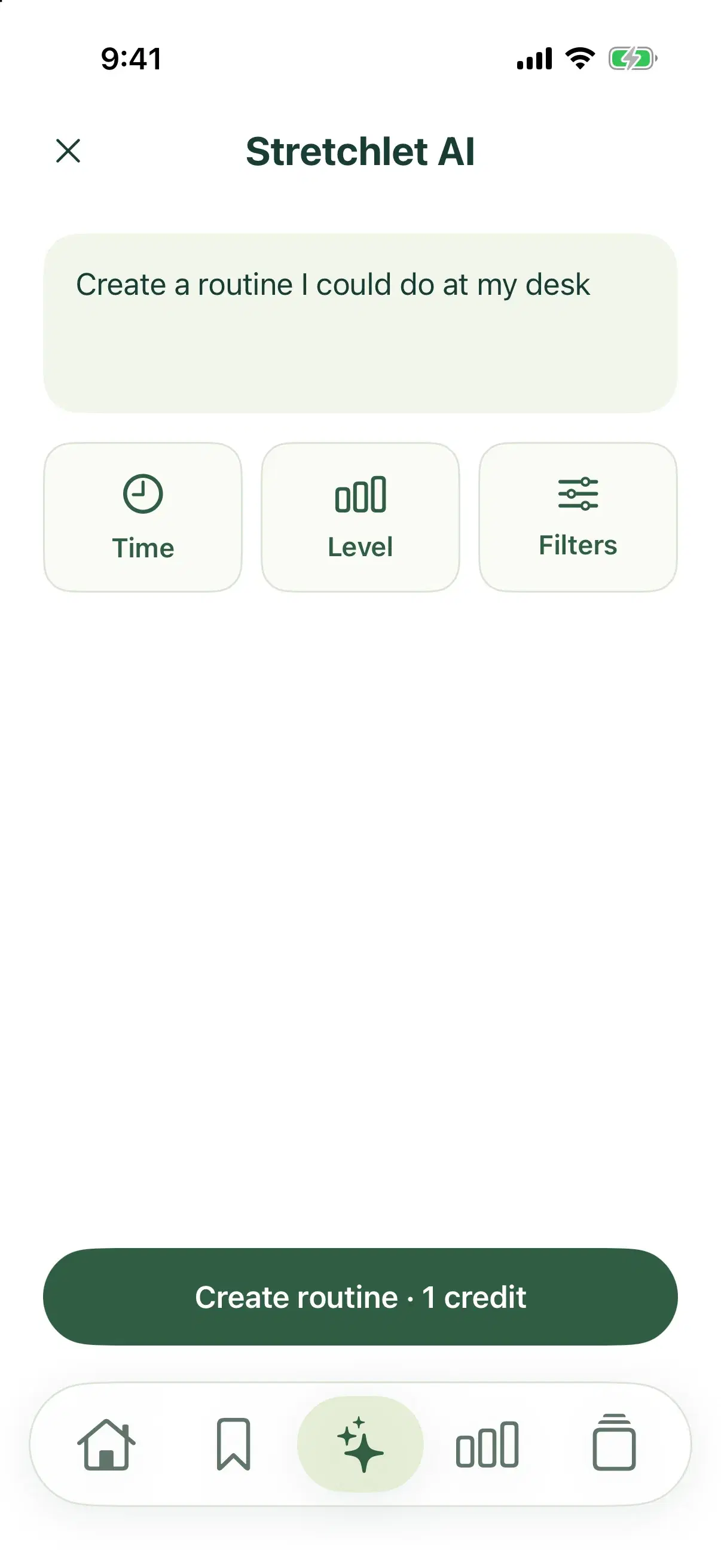 Stretchlet AI routine creator in the iPhone app