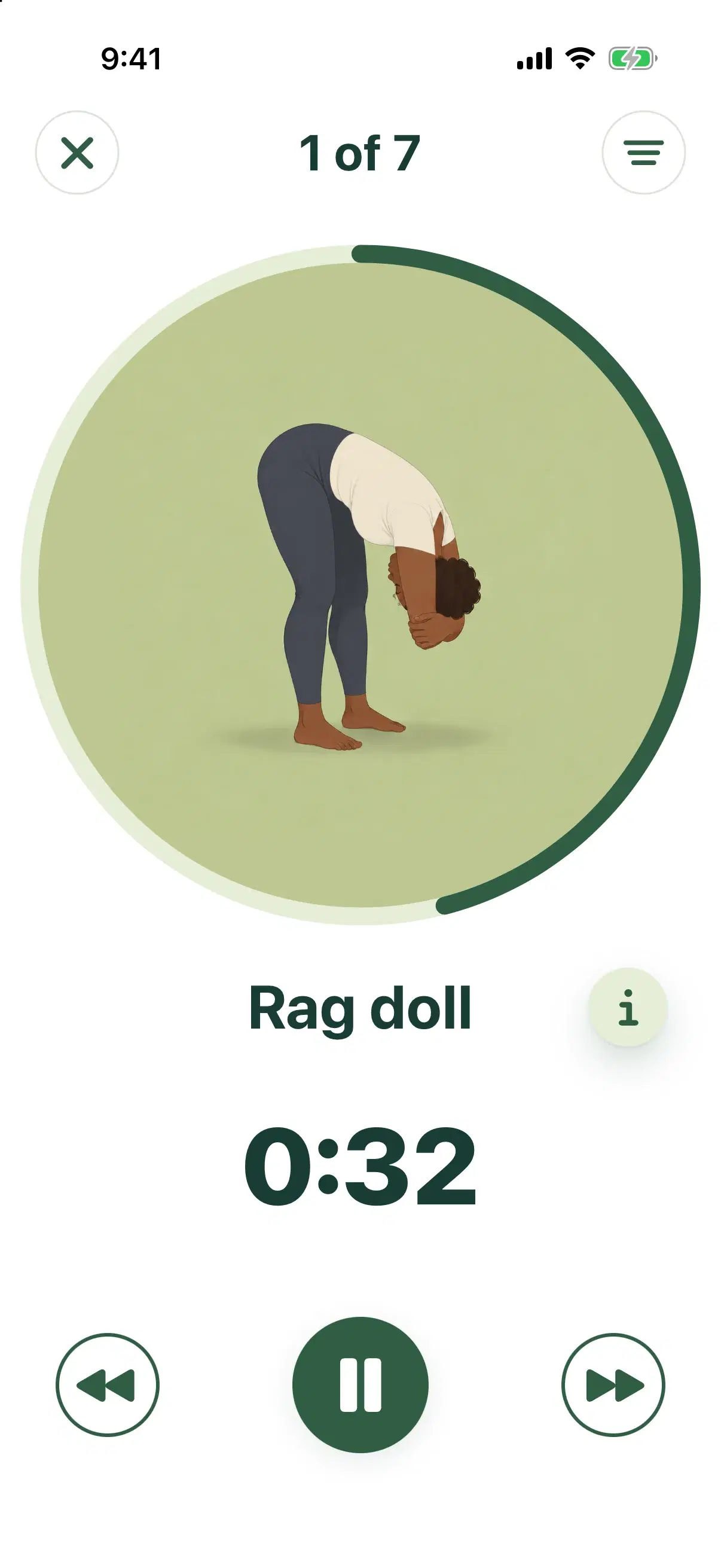 Stretchlet guided stretching player with a countdown timer