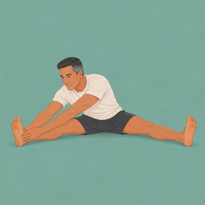 Seated straddle to side illustration