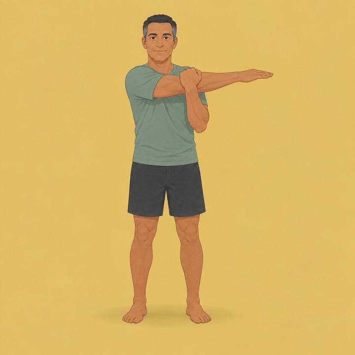 One arm hug standing illustration