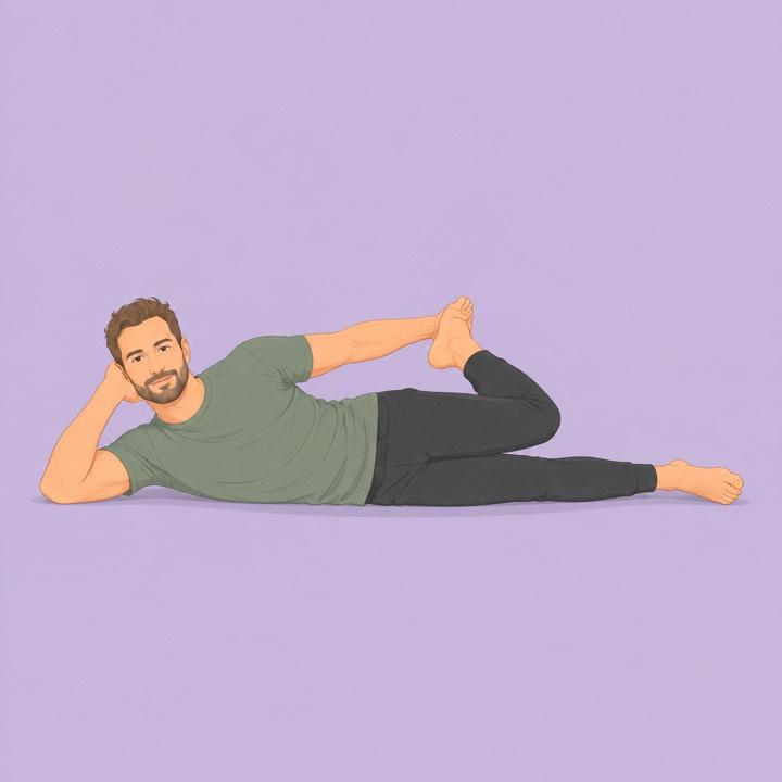 Lying quad stretch illustration