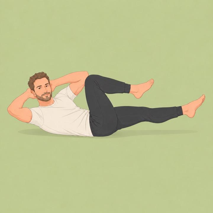 Bicycle crunch hold illustration