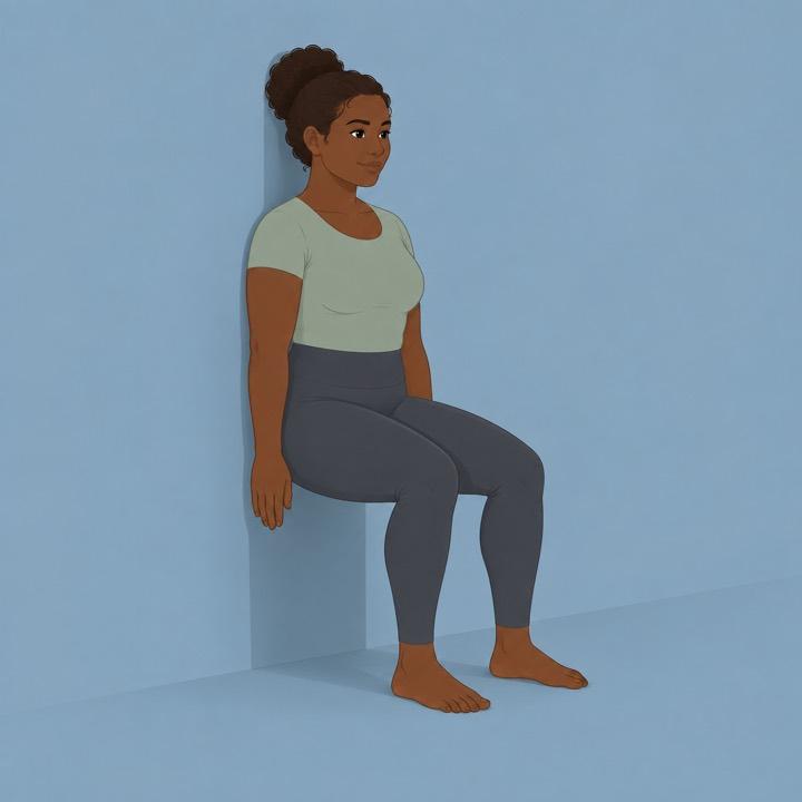 Wall sit illustrated pose