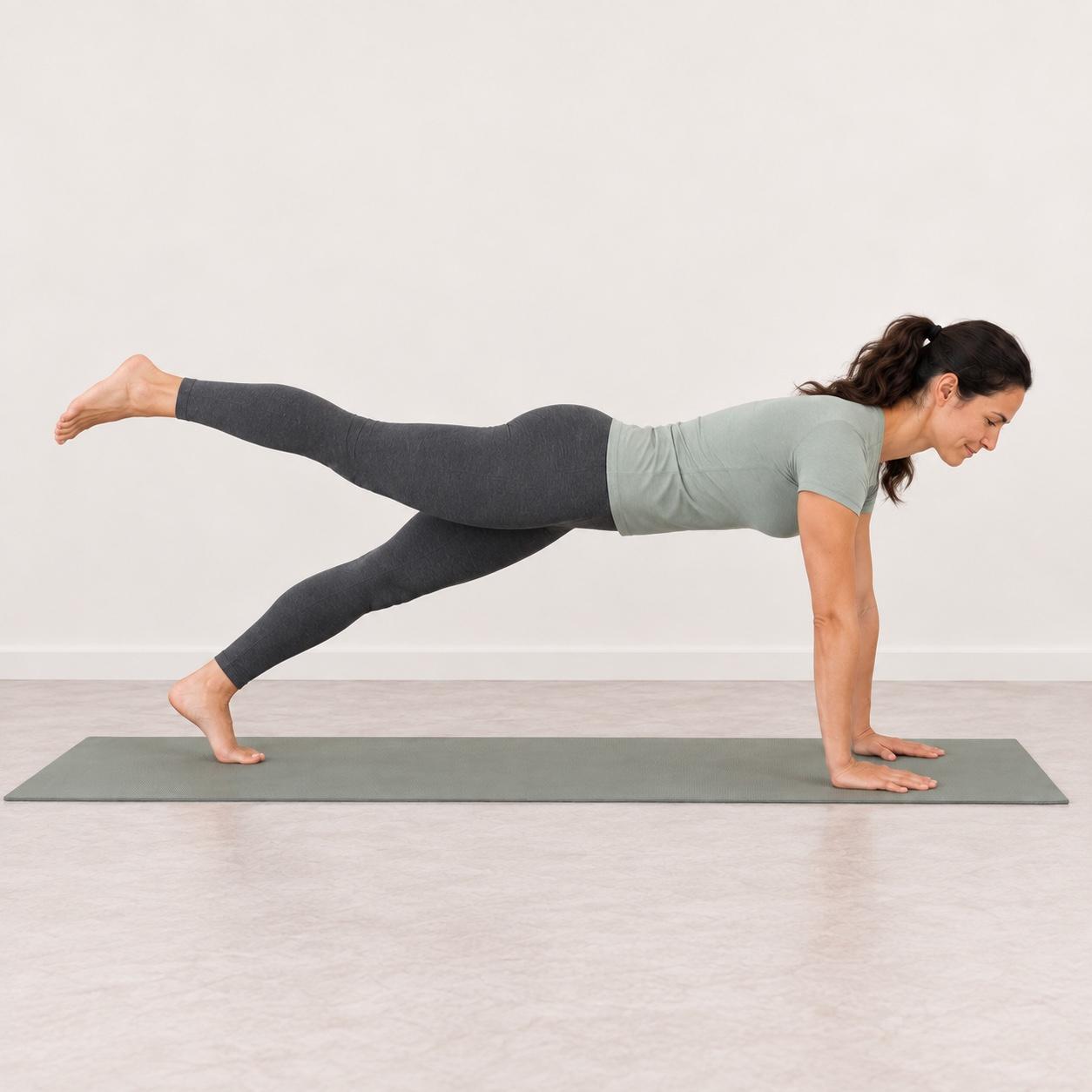 Hand plank leg lift illustrated pose
