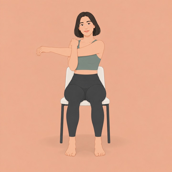Illustration of One arm hug seated