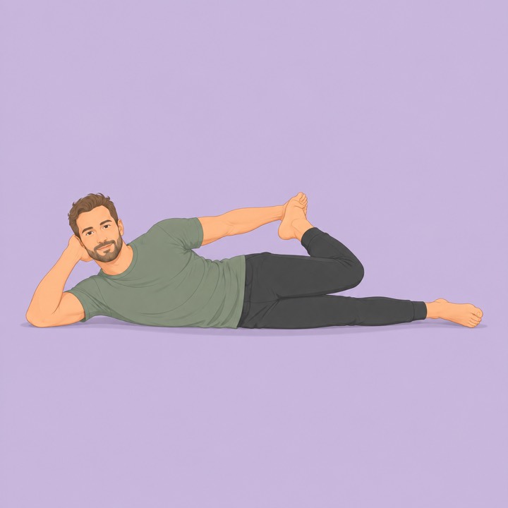 Illustration of Lying quad stretch